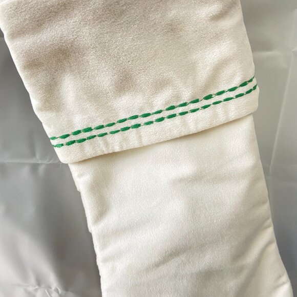 White Christmas Stocking Embroidered Tree with Shiny Beads Ornaments - Picture 9 of 11